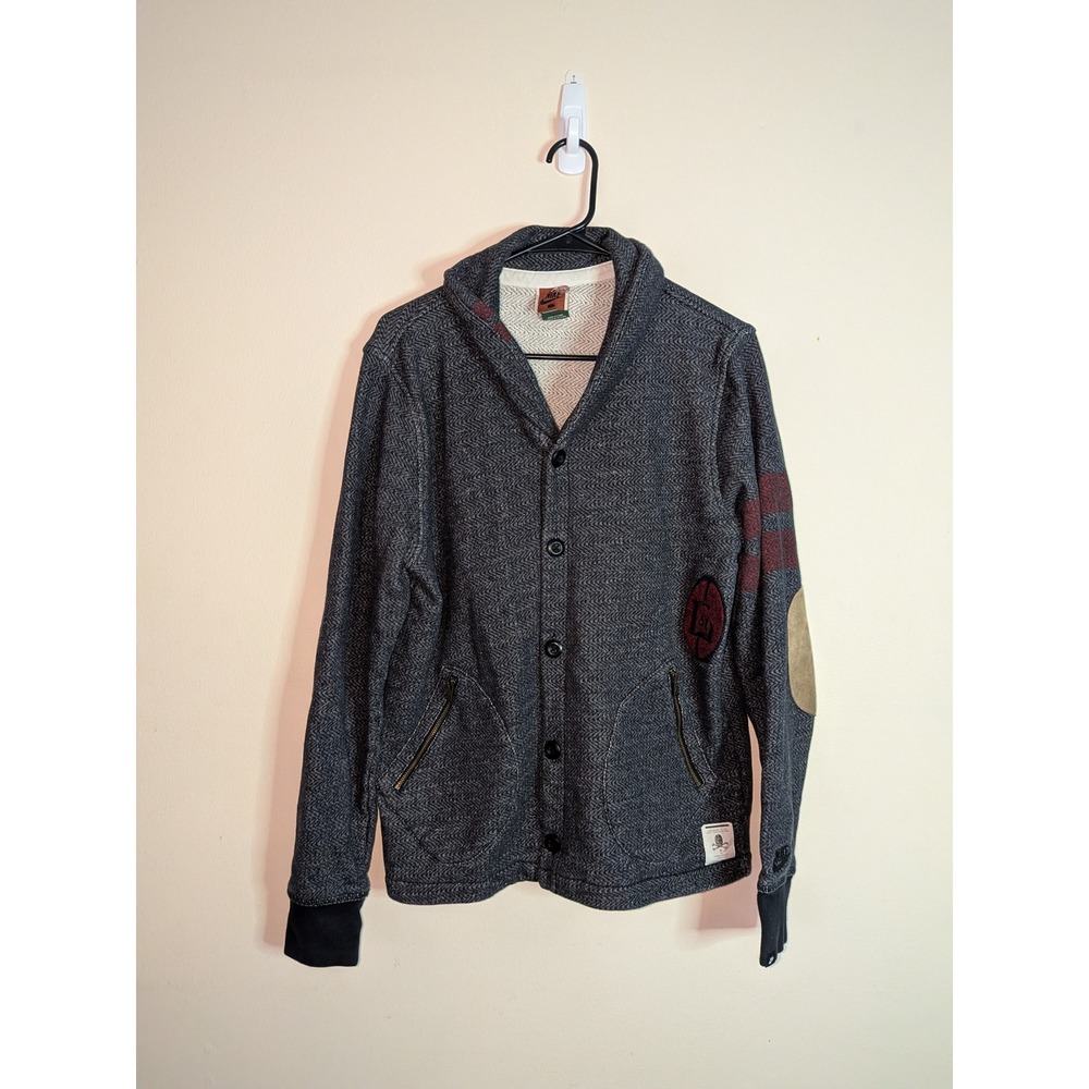 Nike Sportswear Destroyer Shawl Cardigan Mens Large Herringbone Grey 502992-010